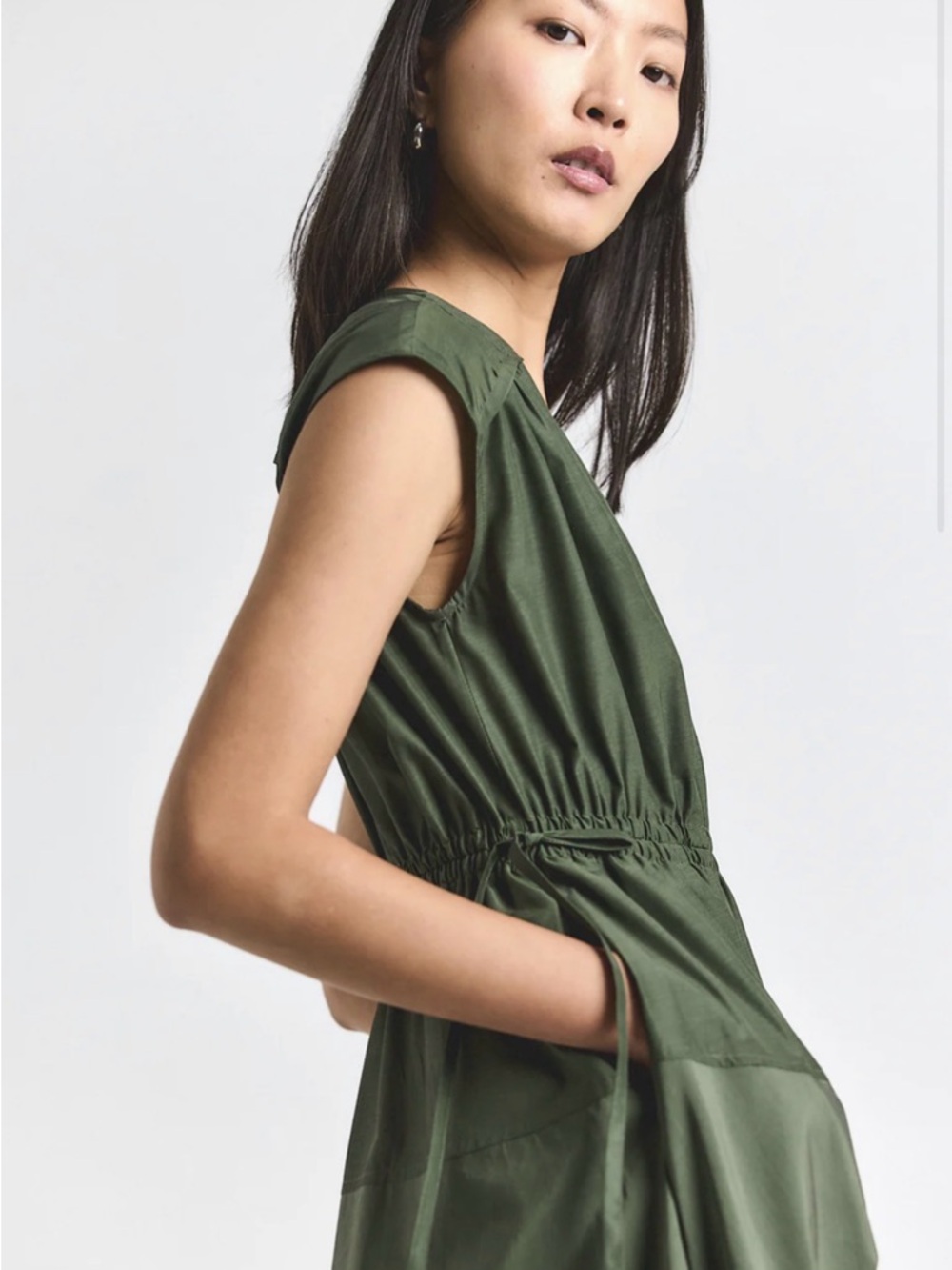 A-Line Green V Neck Maxi Dress Derek Lam 10 Crosby NWT Nara - Picture 11 of 12